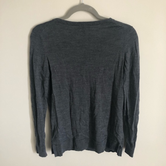Dark Grey Merino V-neck Sweater - Picture 3 of 3